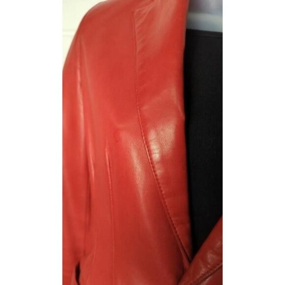 Ralph Lauren Red Leather Jacket Size 2 & Black Cotton Dress Size petite small 2 - Picture 7 of 12